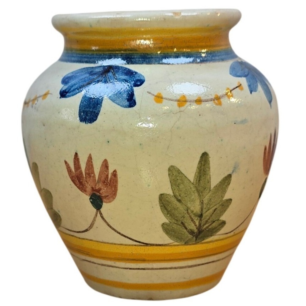 Vase with Floral Pattern Handmade in Portugal ~5" flowers pen pencil decor
